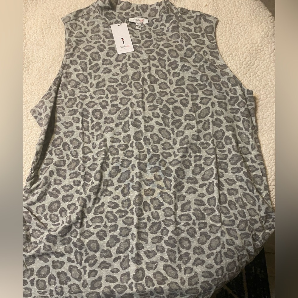 NWT Skinnygirl Tan Long Sleeveless Tank Animal Safari Abstract Cheetah Tan Brown
